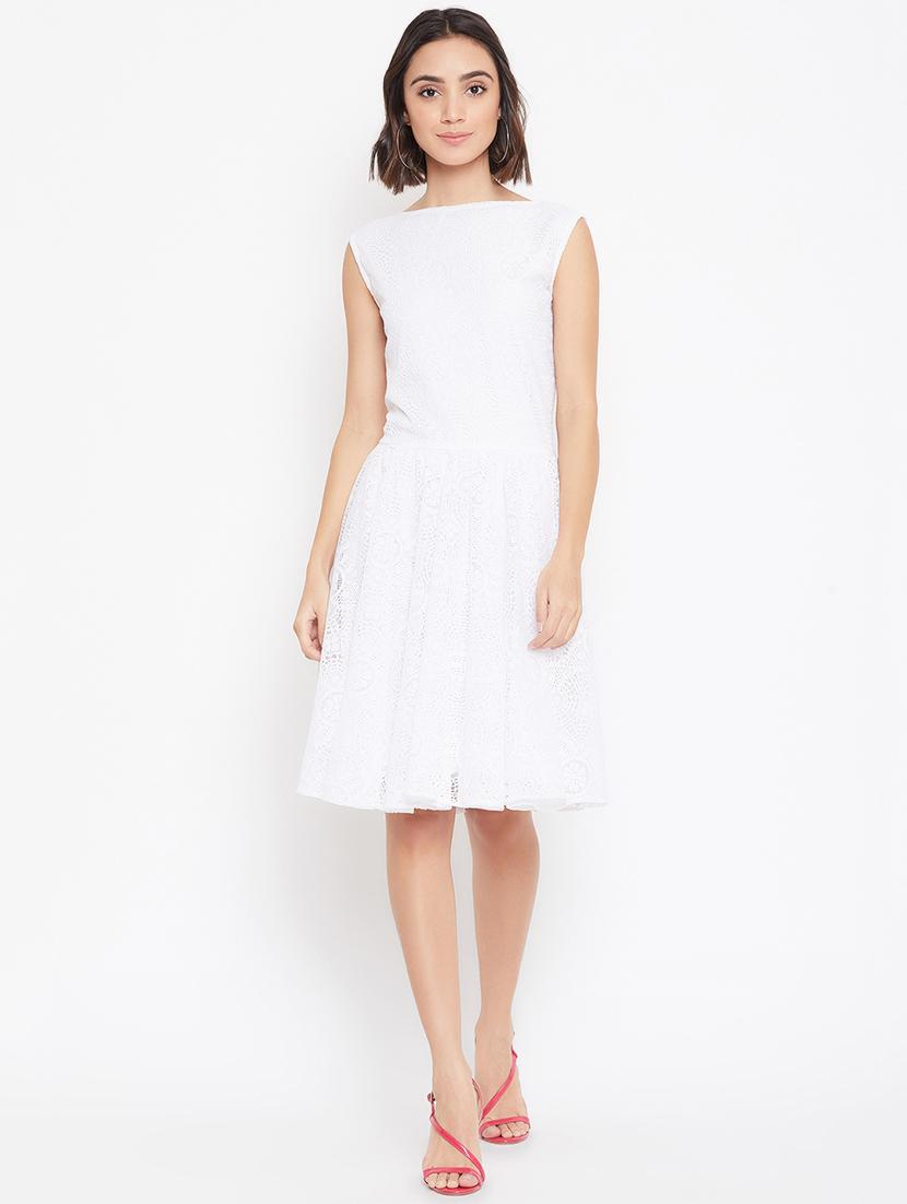 boat neck laced layered skater dress - 16833167 - Zoom Image - 1