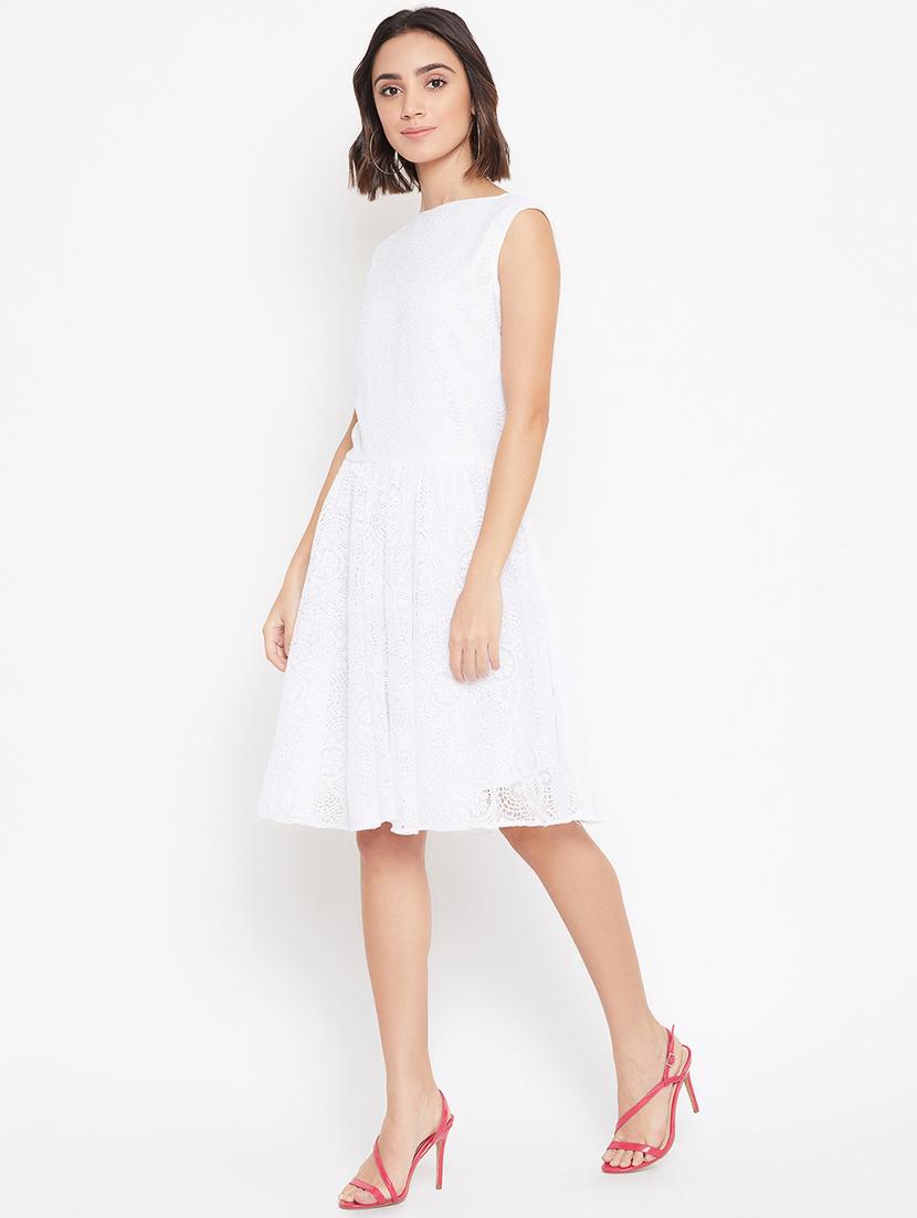 boat neck laced layered skater dress - 16833167 - Zoom Image - 2