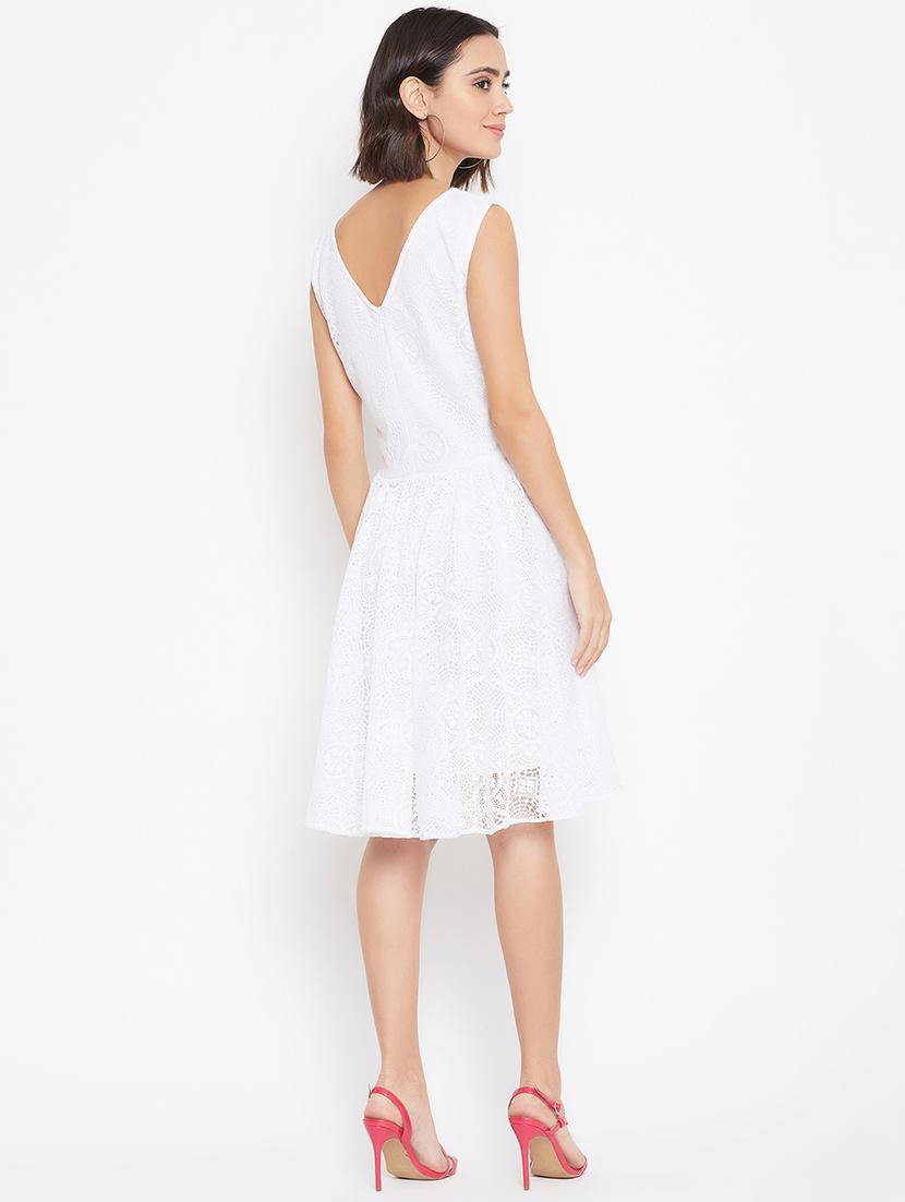 boat neck laced layered skater dress - 16833167 - Zoom Image - 3