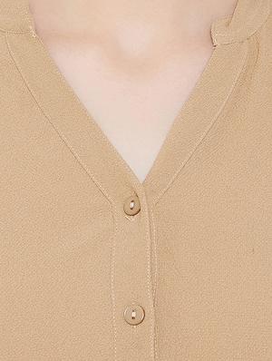 mandarin neck beige shirt - 16833179 - Standard Image - 5