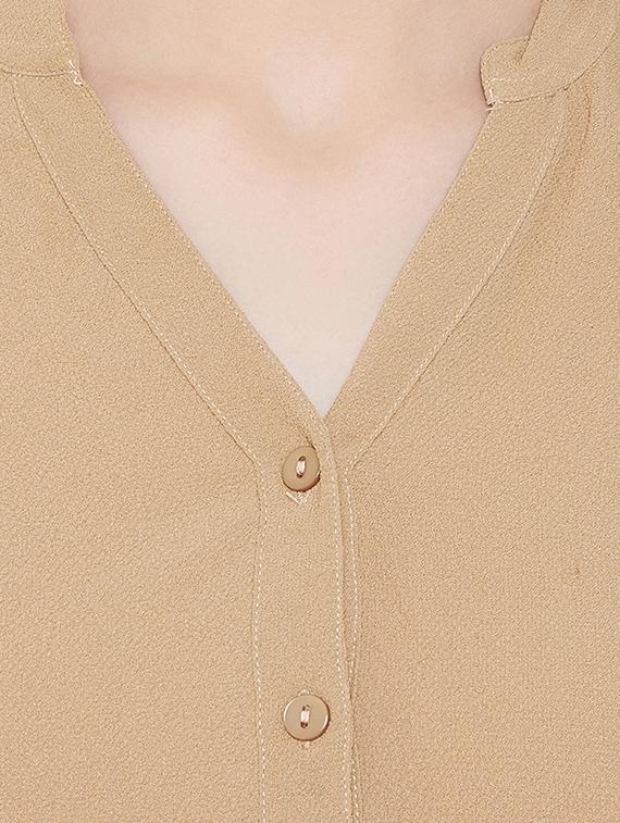 mandarin neck beige shirt - 16833179 - Zoom Image - 5