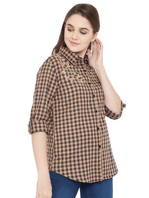 embroidered detail gingham checkered shirt - 16833180 - Standard Image - 2