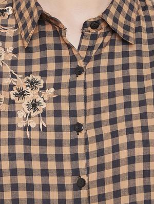 embroidered detail gingham checkered shirt - 16833180 - Standard Image - 5