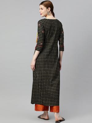 checkered a-line kurta - 16833246 - Standard Image - 3