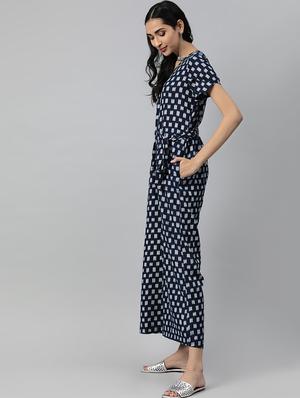 tie front checkered jumpsuit - 16833255 - Standard Image - 2