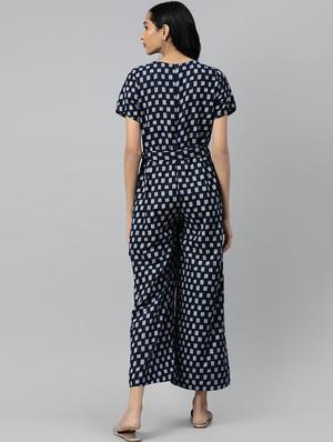 tie front checkered jumpsuit - 16833255 - Standard Image - 3