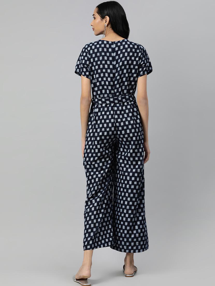 tie front checkered jumpsuit - 16833255 - Zoom Image - 3