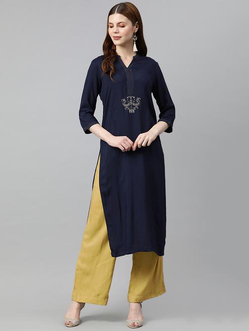 solid kurta palazzo set - 16833256 - Standard Image - 1