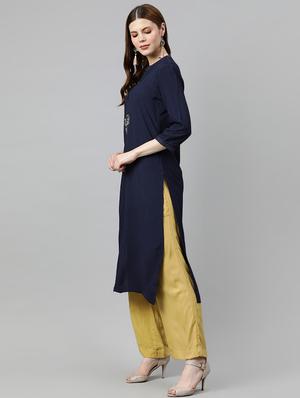 solid kurta palazzo set - 16833256 - Standard Image - 2