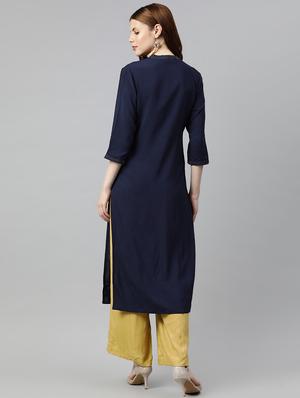 solid kurta palazzo set - 16833256 - Standard Image - 3