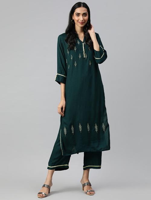embroidered kurta palazzo set - 16833260 - Standard Image - 1