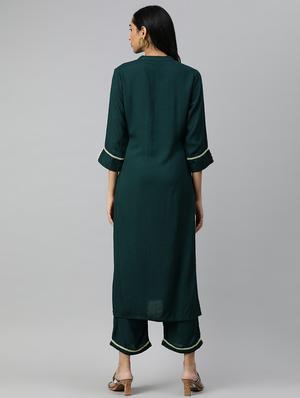 embroidered kurta palazzo set - 16833260 - Standard Image - 3
