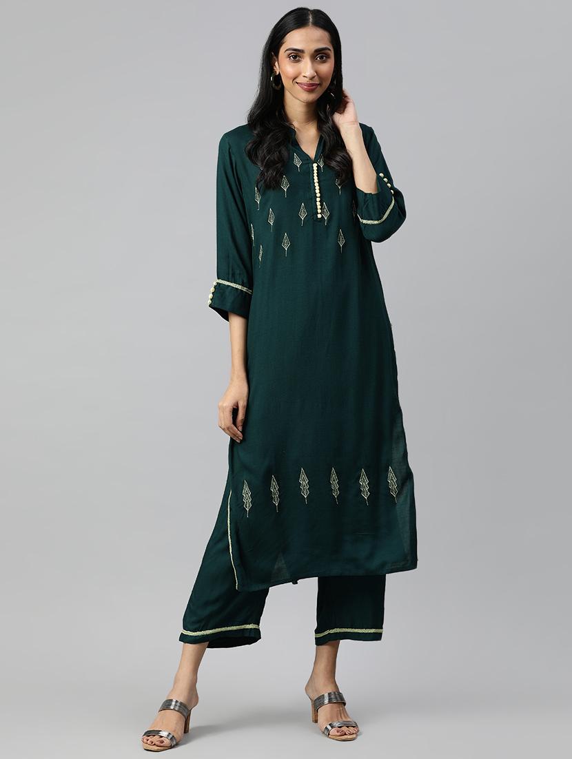 embroidered kurta palazzo set - 16833260 - Zoom Image - 1