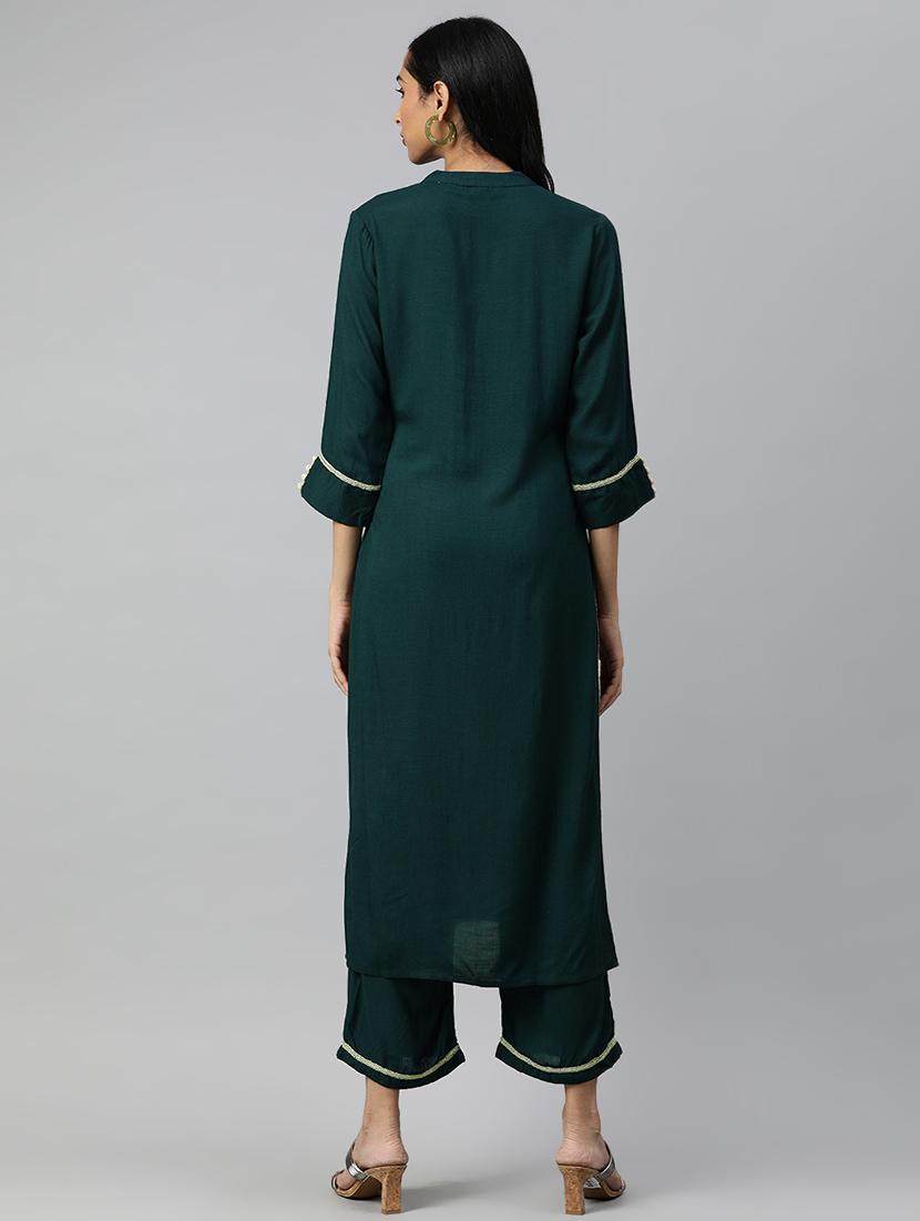 embroidered kurta palazzo set - 16833260 - Zoom Image - 3