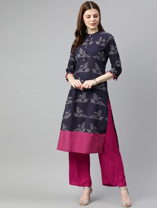 printed kurta palazzo set - 16833287 - Standard Image - 1