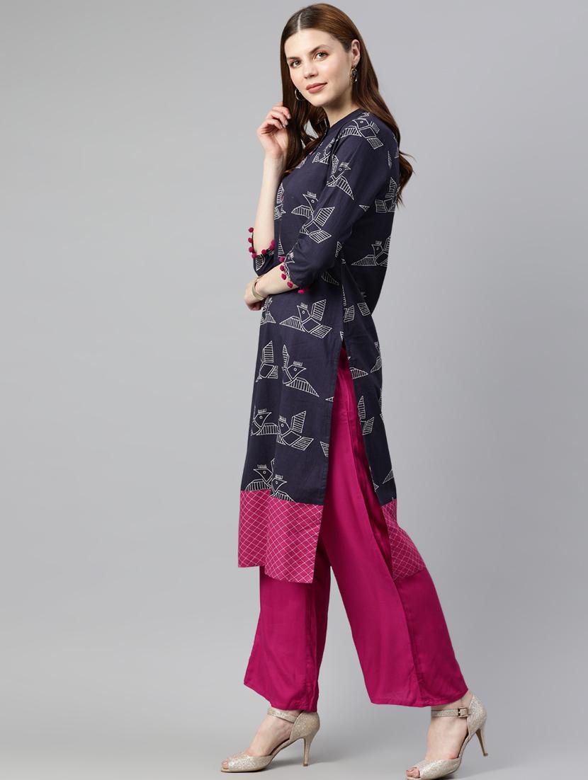 printed kurta palazzo set - 16833287 - Zoom Image - 2