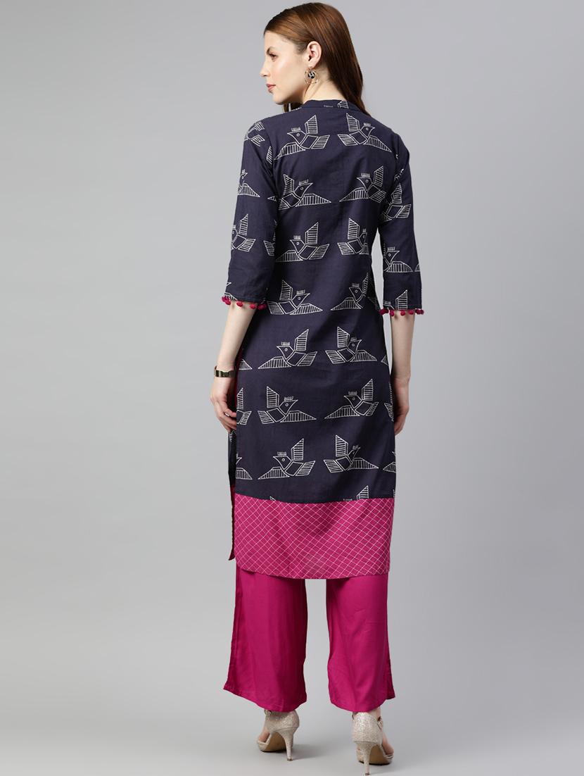 printed kurta palazzo set - 16833287 - Zoom Image - 3