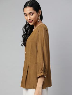 v-neck pleat detail top - 16833315 - Standard Image - 2