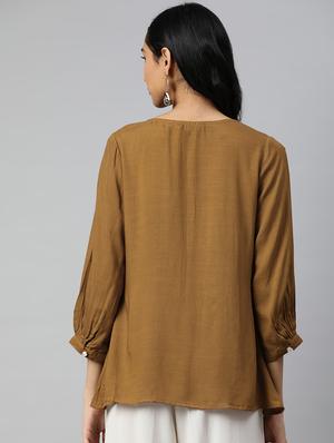 v-neck pleat detail top - 16833315 - Standard Image - 3