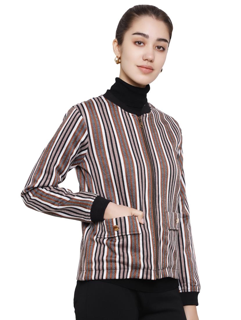 contrast bind striped jacket - 16833328 - Zoom Image - 2