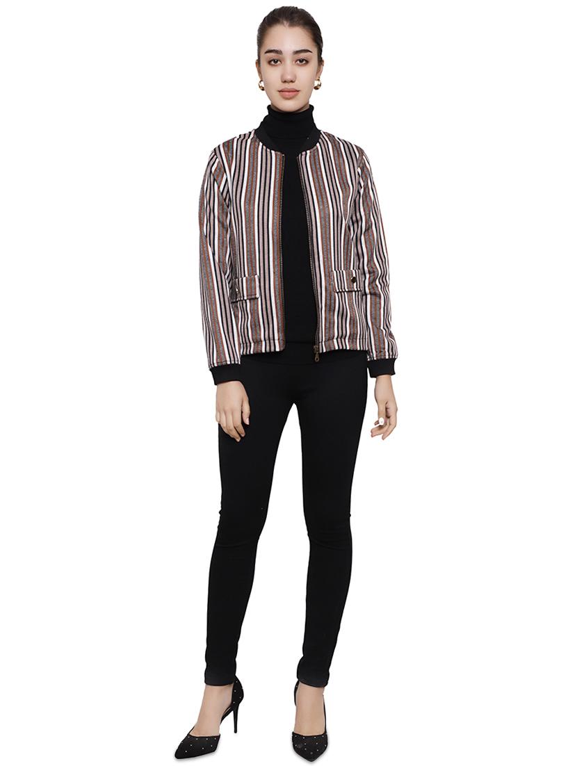contrast bind striped jacket - 16833328 - Zoom Image - 4