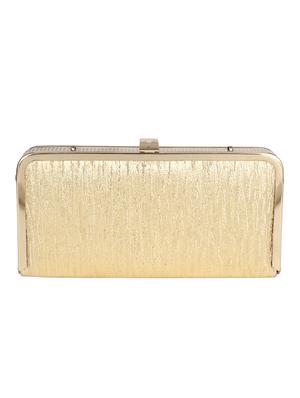 gold leatherette box clutch - 16833382 - Standard Image - 2