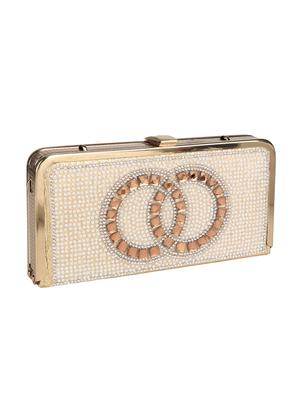 gold leatherette box clutch - 16833382 - Standard Image - 4