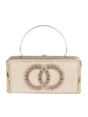 gold leatherette box clutch - 16833382 - Standard Image - 5