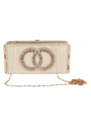 gold leatherette box clutch - 16833382 - Standard Image - 6