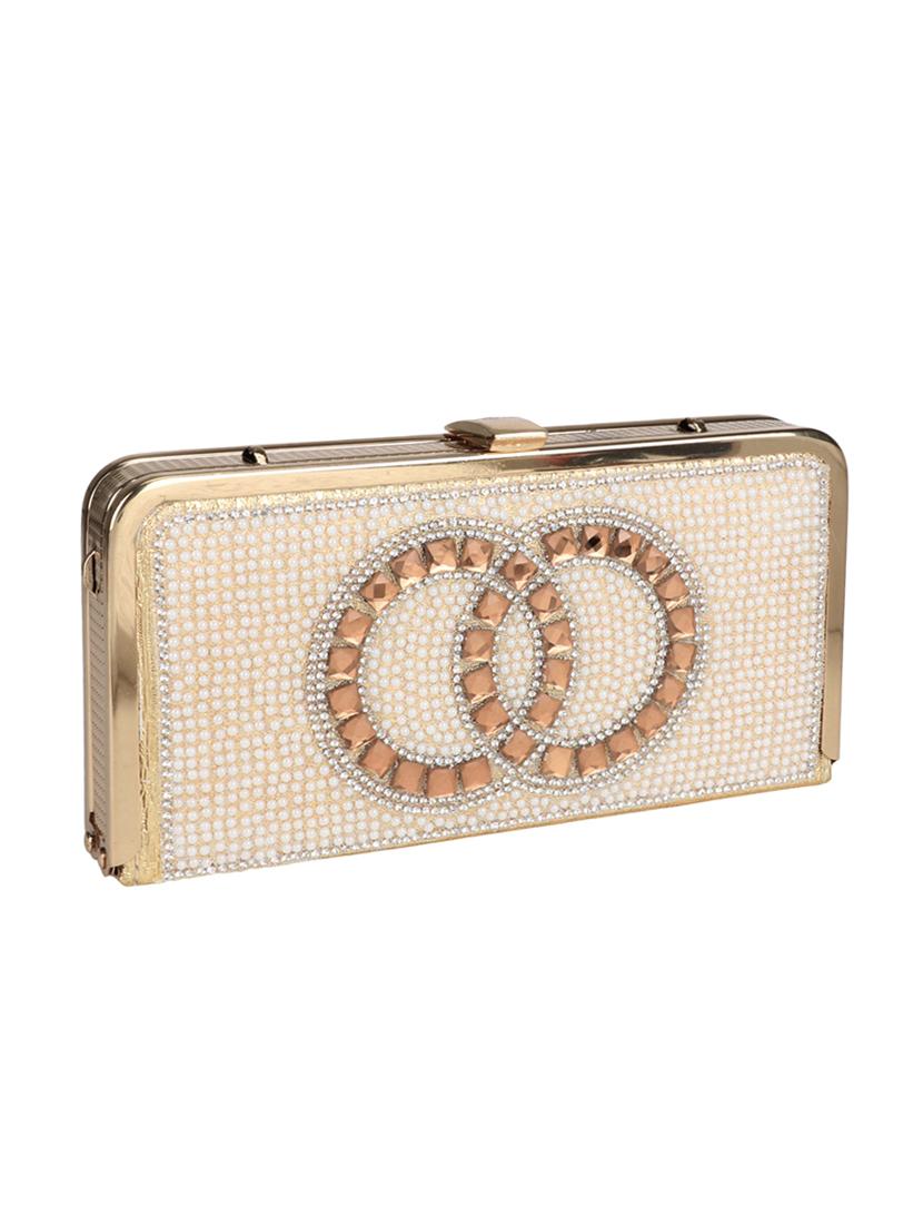 gold leatherette box clutch - 16833382 - Zoom Image - 4