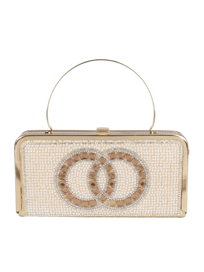 gold leatherette box clutch - 16833382 - Zoom Image - 5