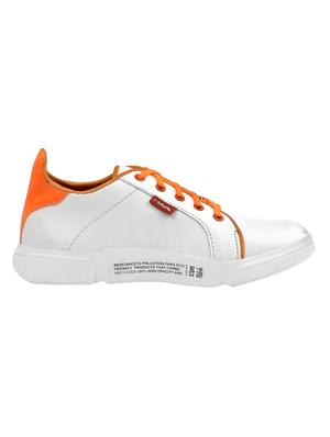 white leatherette lace up sneakers - 16833388 - Standard Image - 2