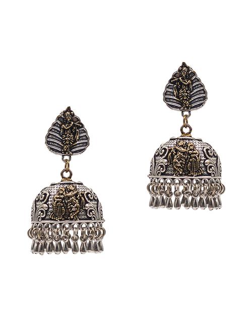 silver brass jhumka earring - 16833438 - Standard Image - 1