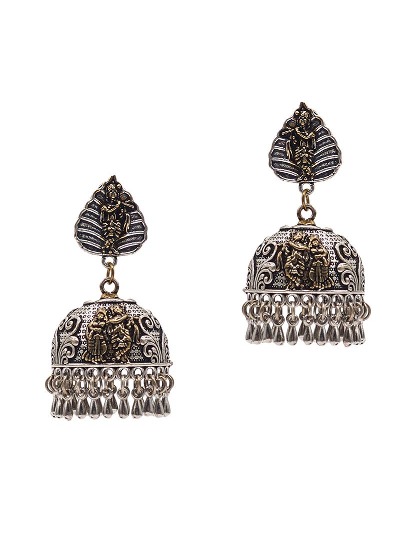 silver brass jhumka earring - 16833438 - Zoom Image - 1