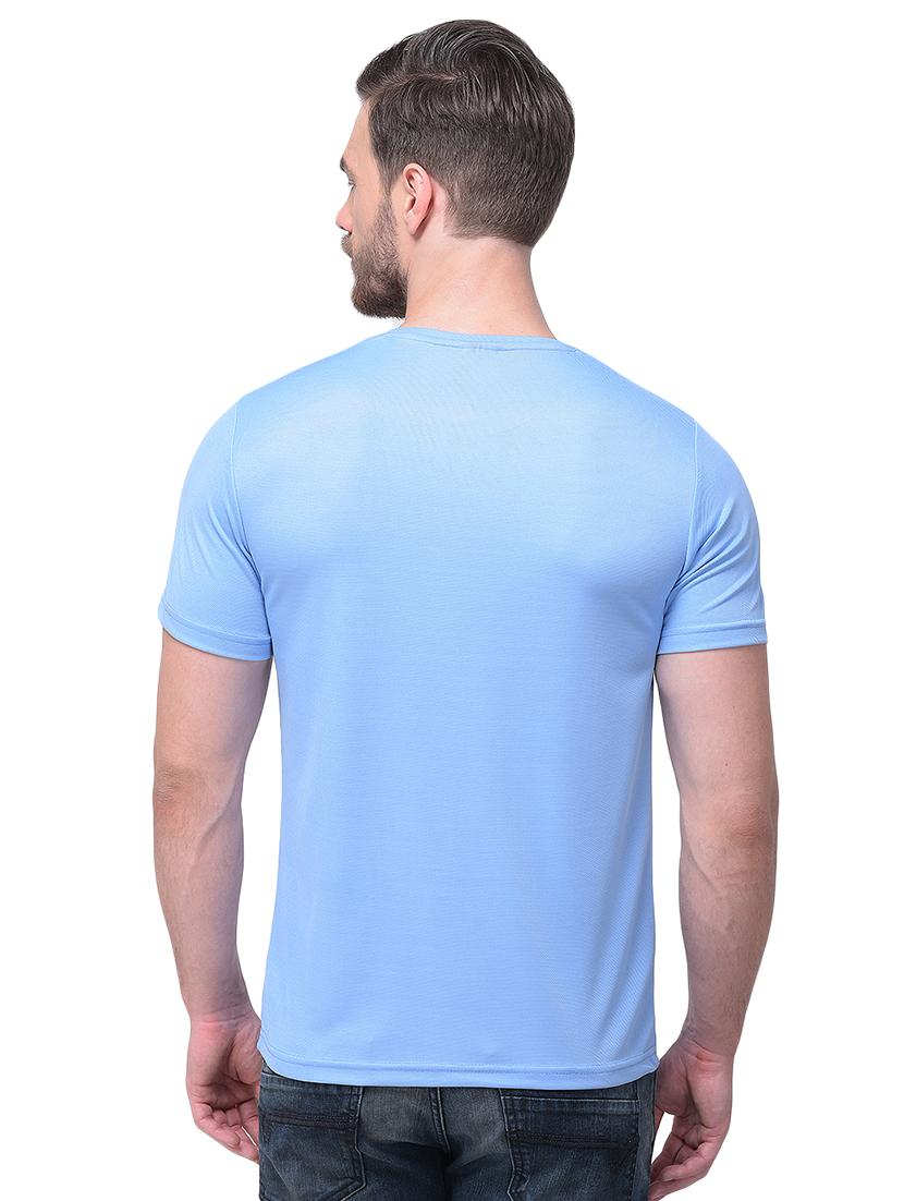 light blue typographic chest print t-shirt - 16833439 - Zoom Image - 2
