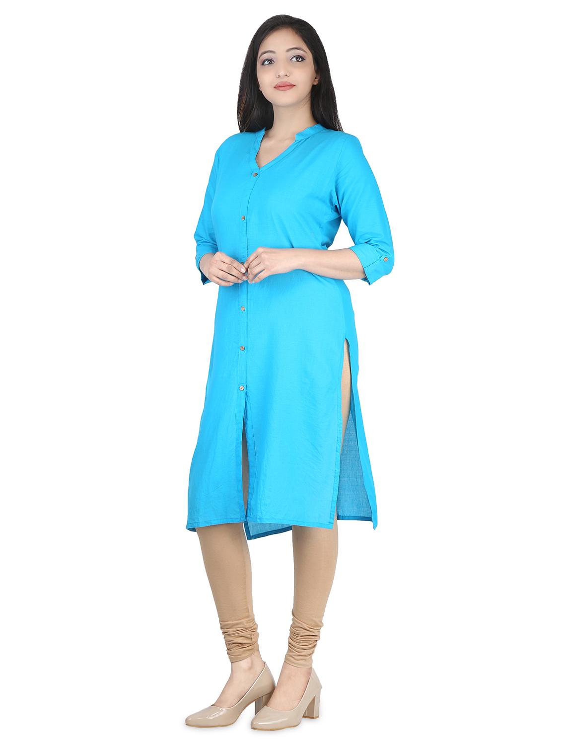 solid straight kurta - 16833476 - Zoom Image - 2