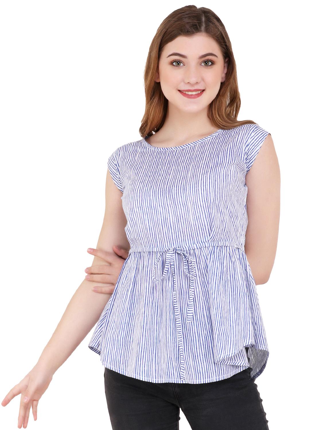 drawstring waist striped top - 16833721 - Zoom Image - 1