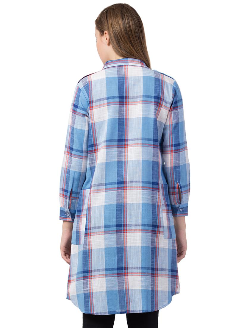 front pockets checkered shirt tunic - 16834213 - Zoom Image - 3