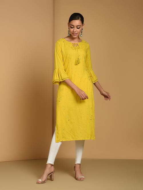 tonal embroidered straight kurta - 16834227 - Very Small Image - 1