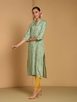 mirror work straight kurta - 16834231 - Standard Image - 3