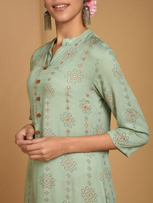 mirror work straight kurta - 16834231 - Standard Image - 5