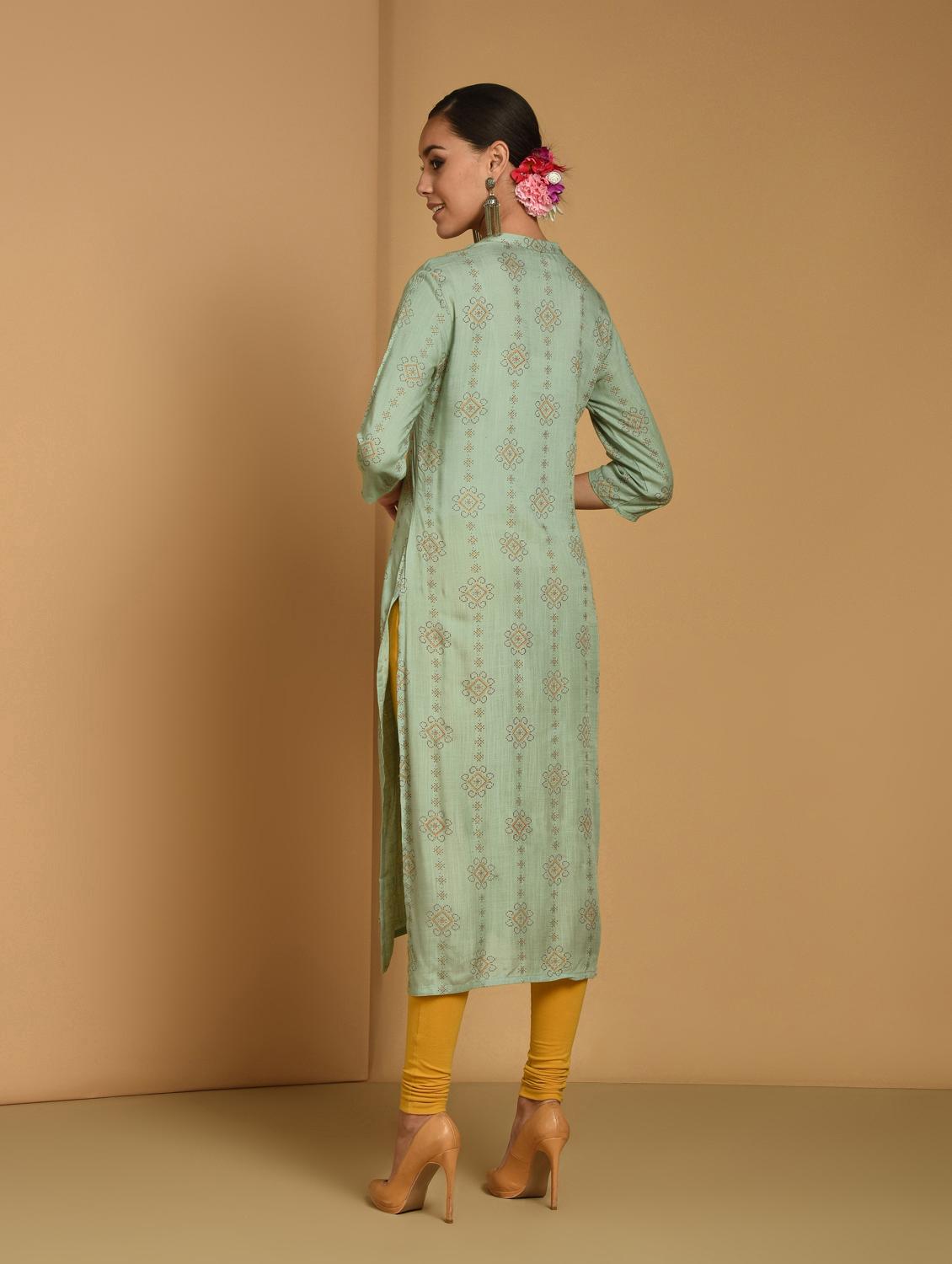 mirror work straight kurta - 16834231 - Zoom Image - 4