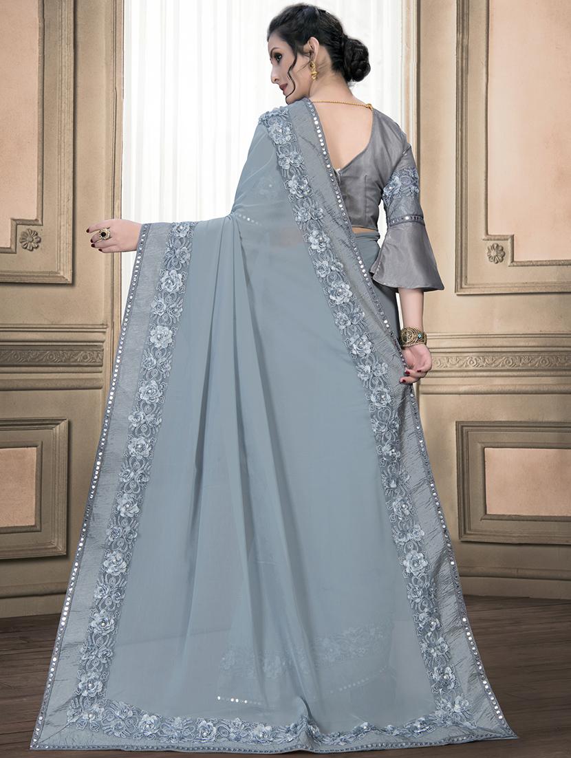 solid bordered saree with blouse - 16834253 - Zoom Image - 2