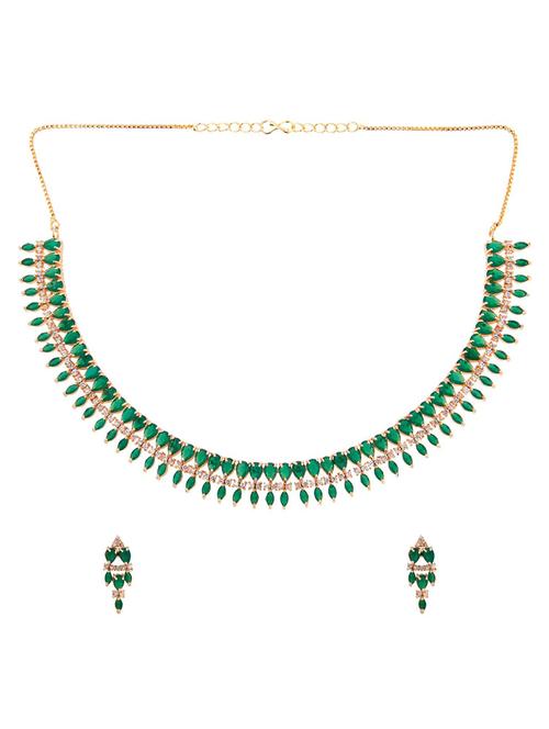 green metal necklaces and earring - 16834338 - Standard Image - 1