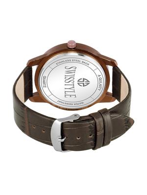 swisstyle date and day dial brown analogue watches for men-ss-gr6612-blk-brw (1) - 16834468 - Standard Image - 3