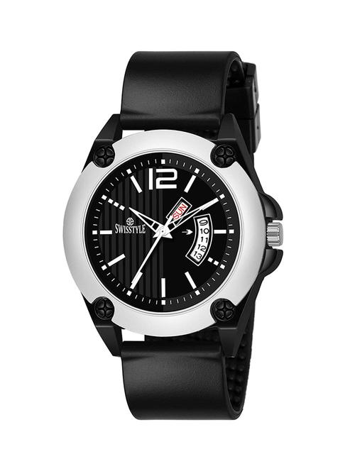 swisstyle date and day dial black analogue watches for men-ss-gr6632-blk-blk (1) - 16834490 - Standard Image - 1