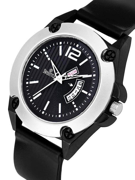 swisstyle date and day dial black analogue watches for men-ss-gr6632-blk-blk (1) - 16834490 - Zoom Image - 2