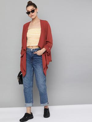 button detail waterfall neck shrug - 16834535 - Standard Image - 4
