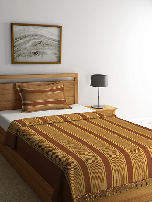 cotton hand woven single bed cover with 1 pillow cover - 16834568 - Very Small Image - 1