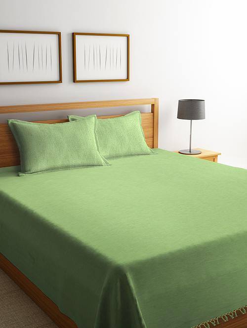 cotton hand woven king size double bed cover with 2 pillow cover - 16834572 - Very Small Image - 1